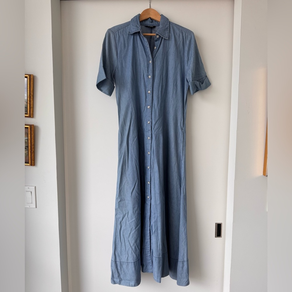 Joe Fresh Denim Buttoned Polo Collar Aline Maxi Dress or Duster